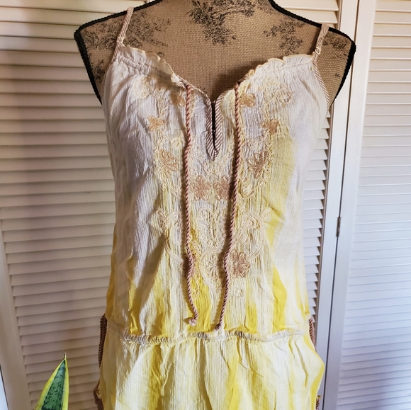 Popular Yellow Free People Embroidered Tie-Dye Set - Picture 2 of 9